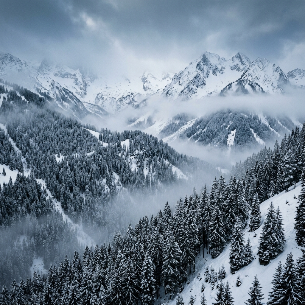 Snowy forest background